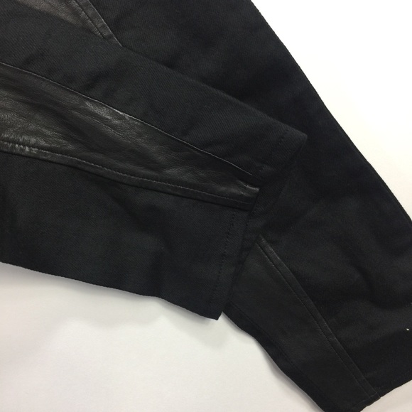 Helmut Lang Leather Panel Skinny Jeans Black 24 - Picture 8 of 16
